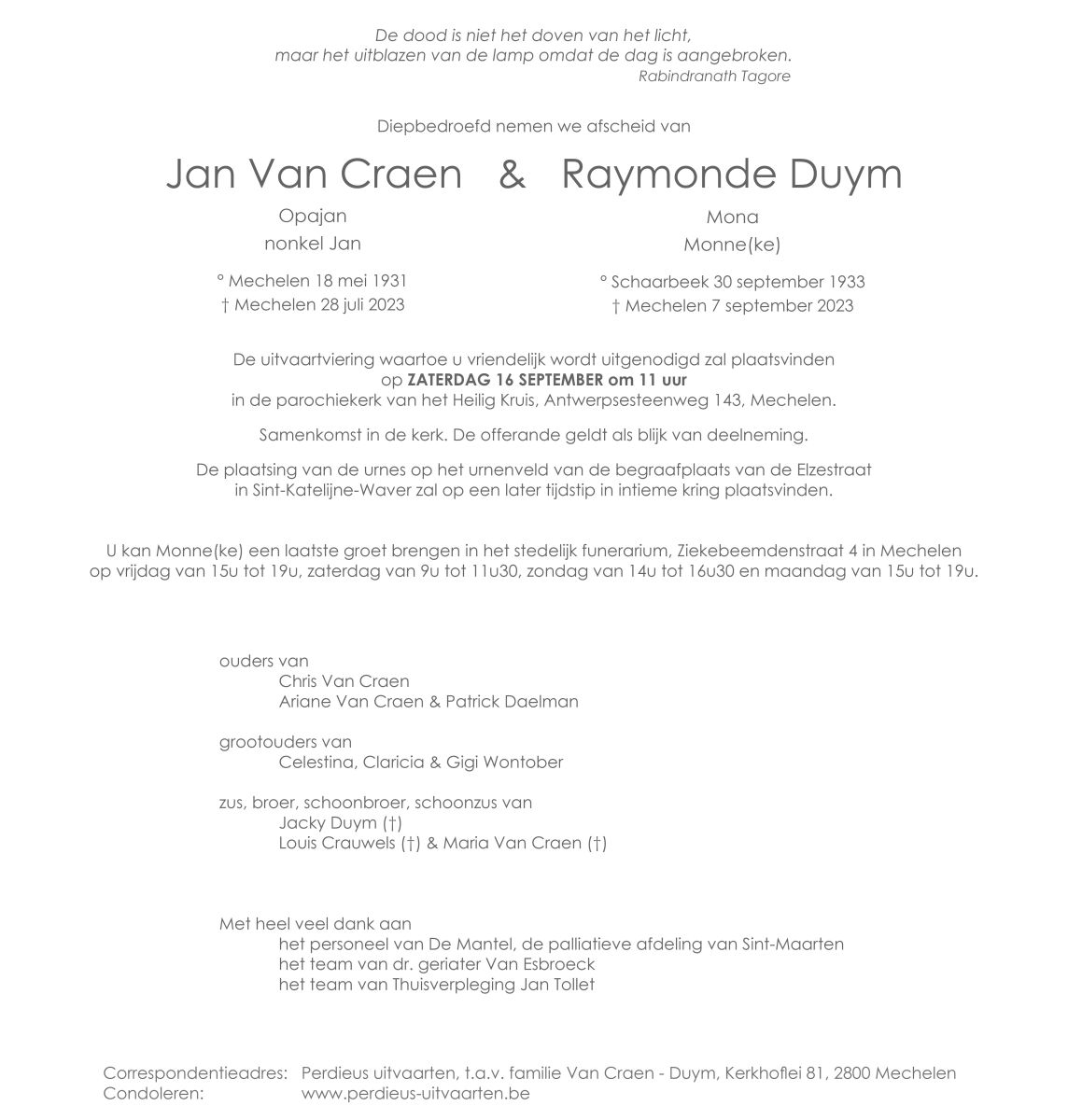 Familieberichten Perdieus Uitvaartverzorging Mechelen Sint 